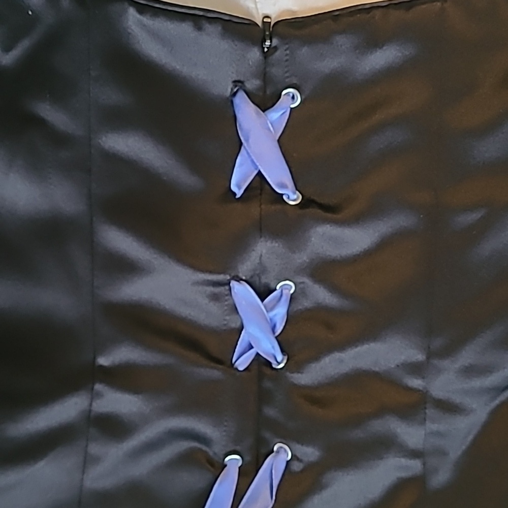 SZ3 Jessica McClintock Gunne Sax Strapless Corset Colorblock Satin Maxi Gown - Picture 9 of 9